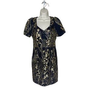 Betty’s F Gold Embroidered Black Dress Size M